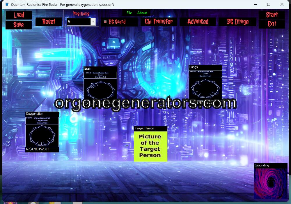 Quantum Radionics Fire Toolz template for general oxygenation issues