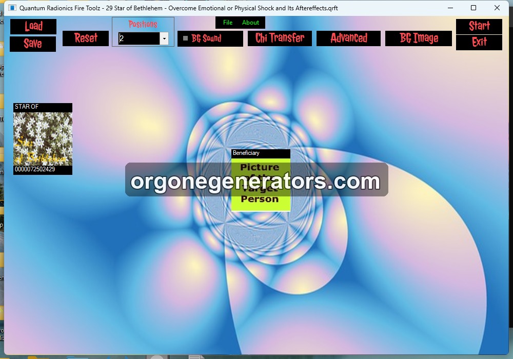 Star of Bethlehem Bach Flowers template in Quantum Radionics Fire Toolz