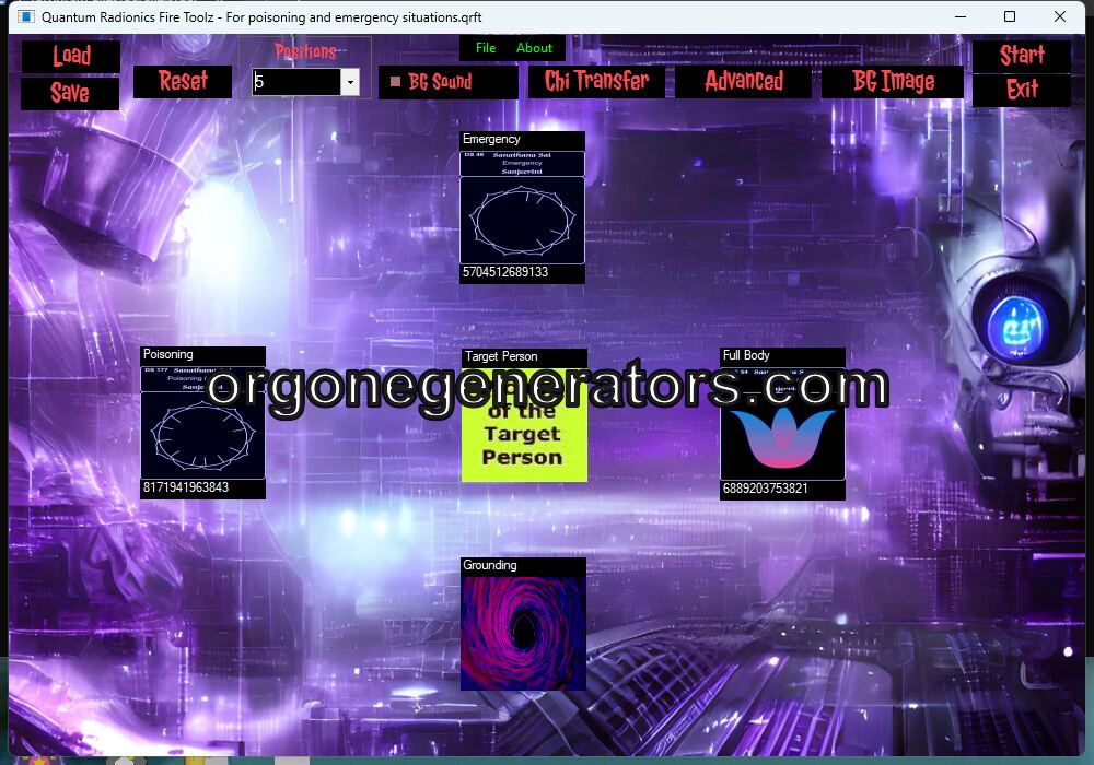 Quantum Radionics Fire Toolz template for poisoning and emergency situations