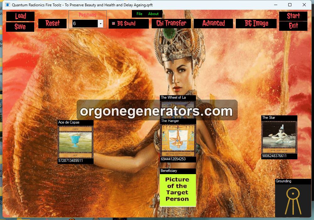 Preserve Beauty and Health template loaded in Quantum Radionics Fire Toolz