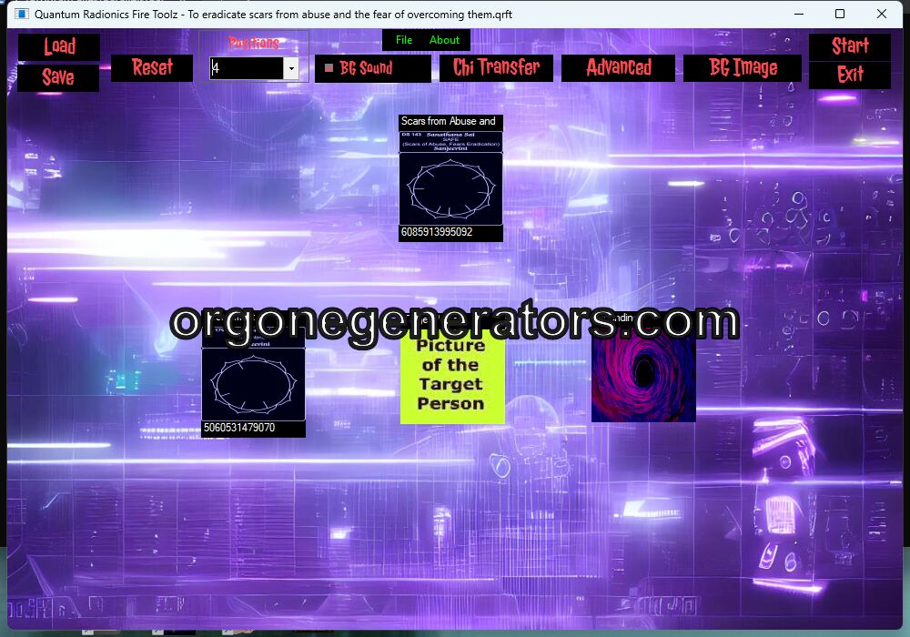 Quantum Radionics Fire Toolz template for emotional scars and fear