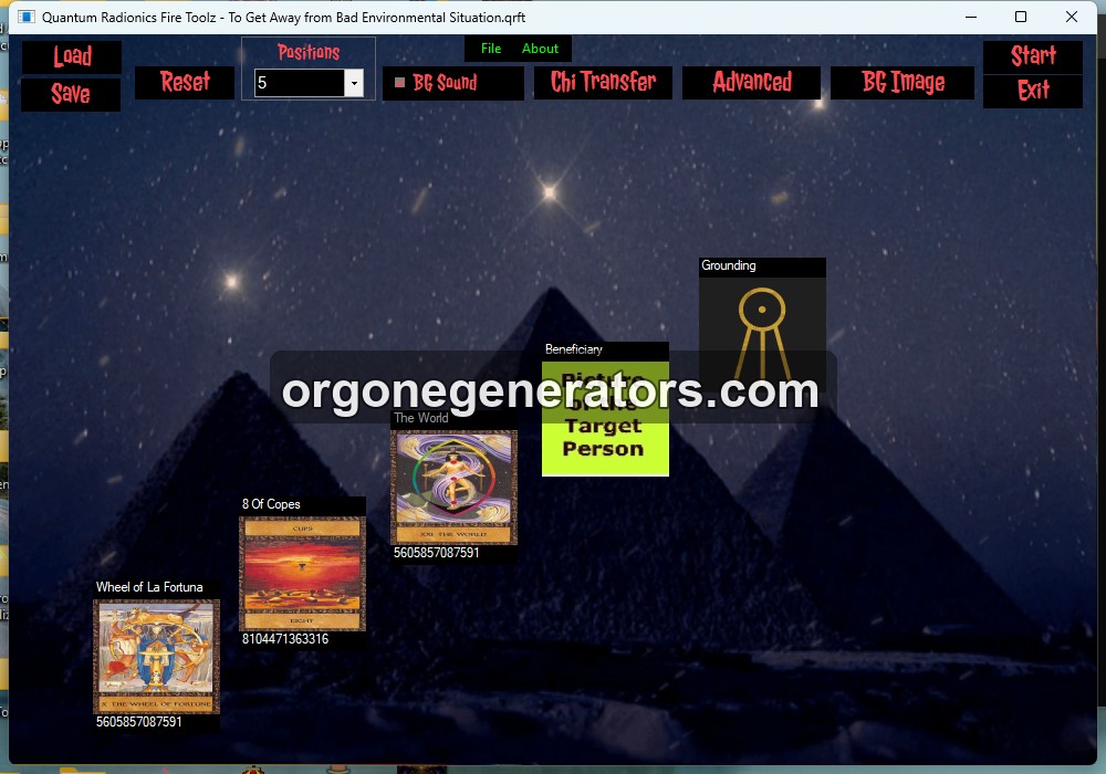 Get Away from a Bad Environmental Situation template loaded in Quantum Radionics Fire Toolz