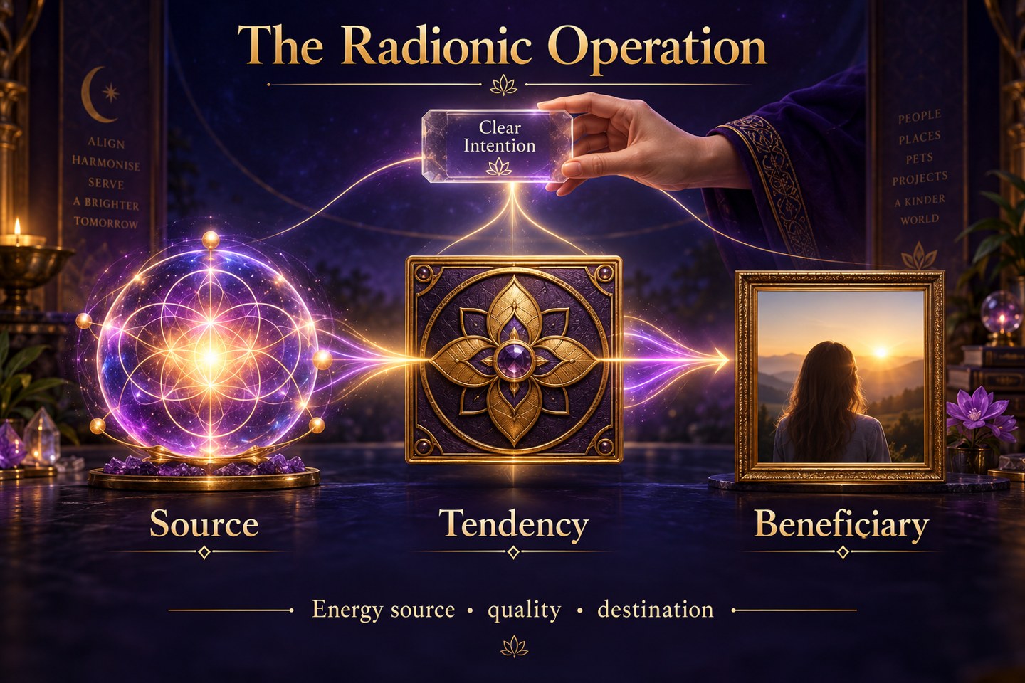 Illustrated source-to-tendency-to-beneficiary relationship with clear intention above the three components.