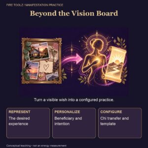 Beyond the Vision Board: REPRESENT — The desired experience; PERSONALIZE — Beneficiary and intention; CONFIGURE — Chi transfer and template.