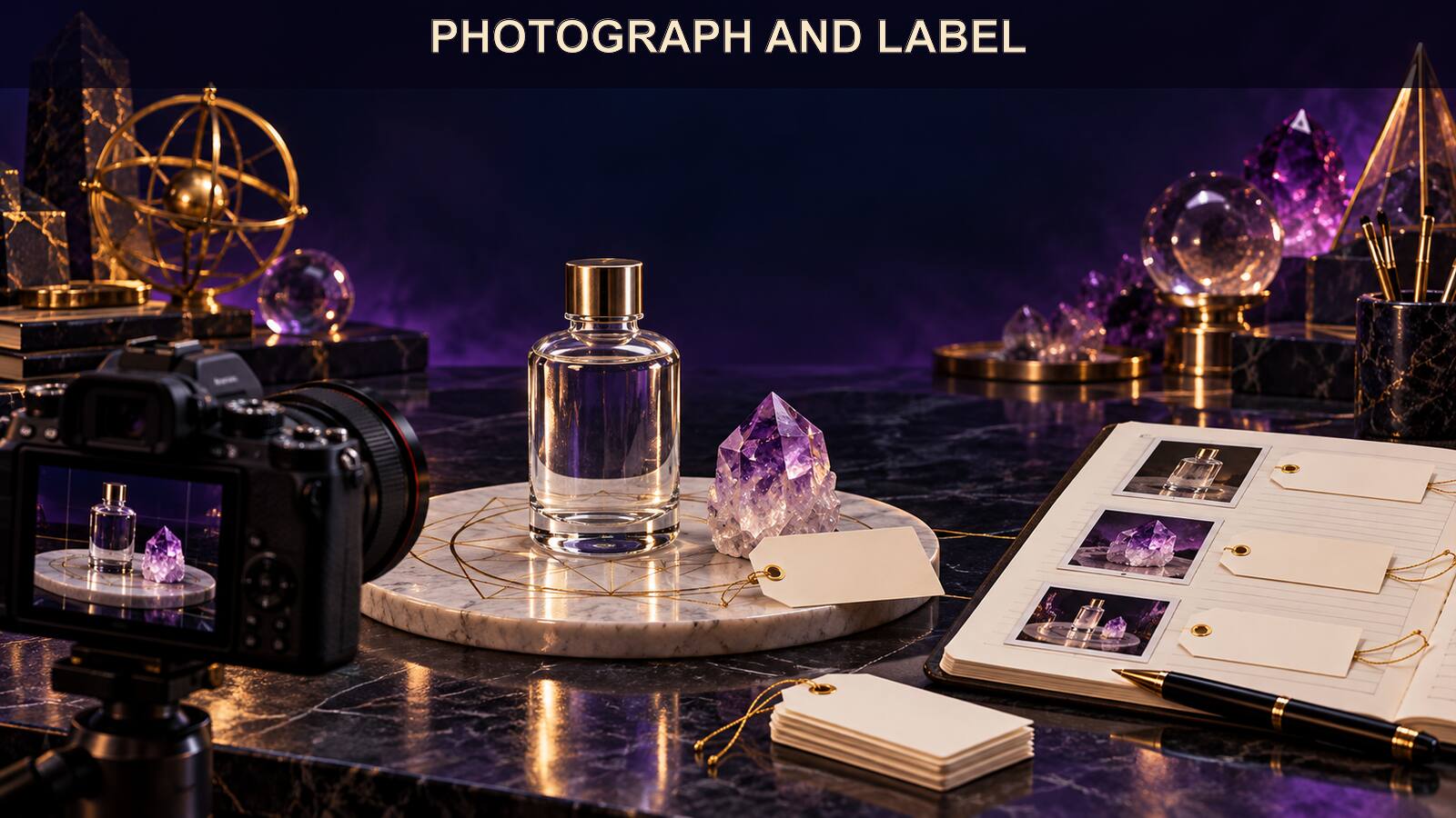 A unique label, clear photograph, and matching template card keep the physical item and digital beneficiary aligned.