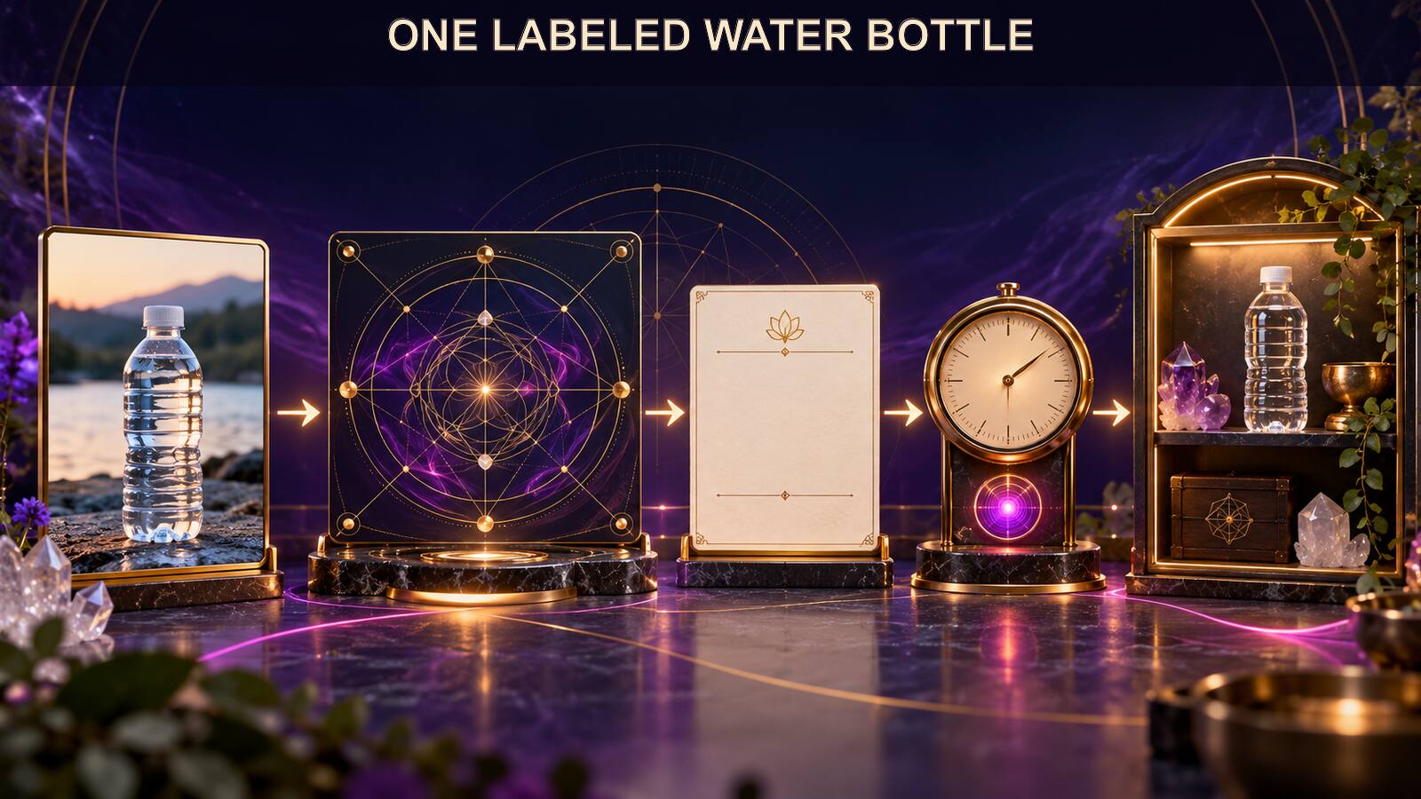 A worked bottle example moves from safe water and labeling through photograph, template, supervised run, storage, and practical hydration.